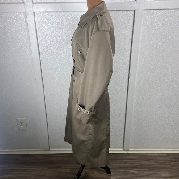 London Towne Vintage Trench Coat 40R — Removable Faux Fur Lining Classic Khaki - Picture 7 of 12